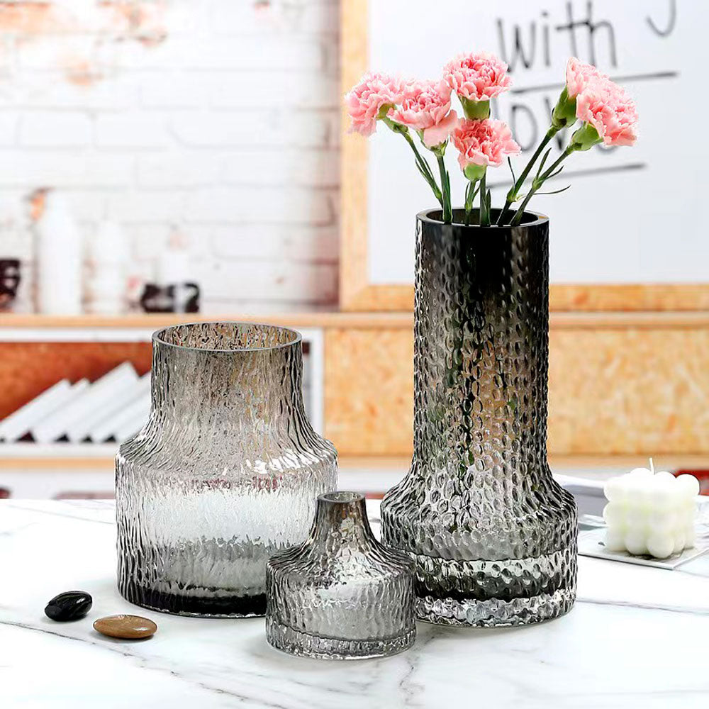 Vaso Decorativo de Vidro Acqua Cinza 16,5x20cm - Mai Home