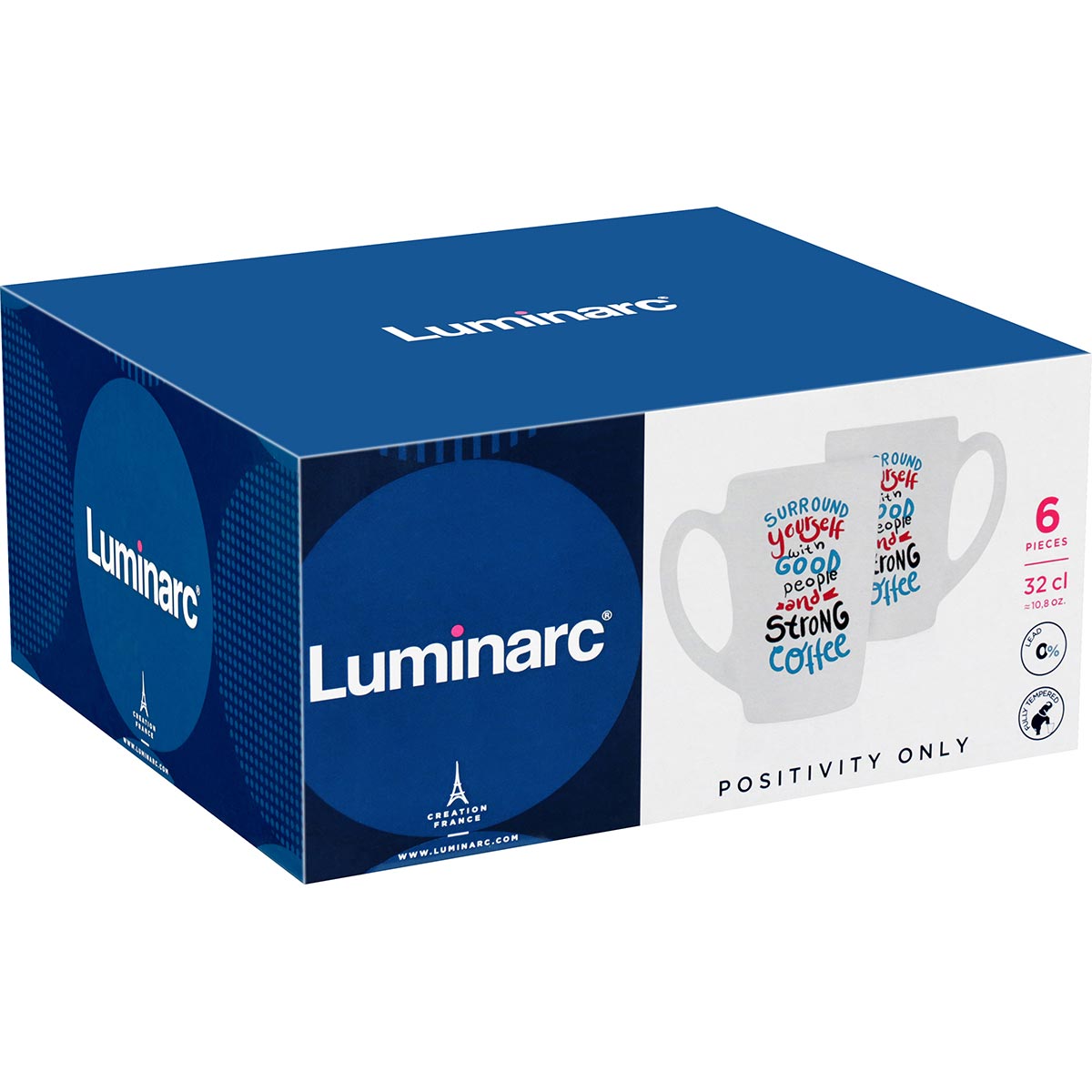 Caneca Luminarc New Morning Vidro Temperado 320ml Branca 11x11cm