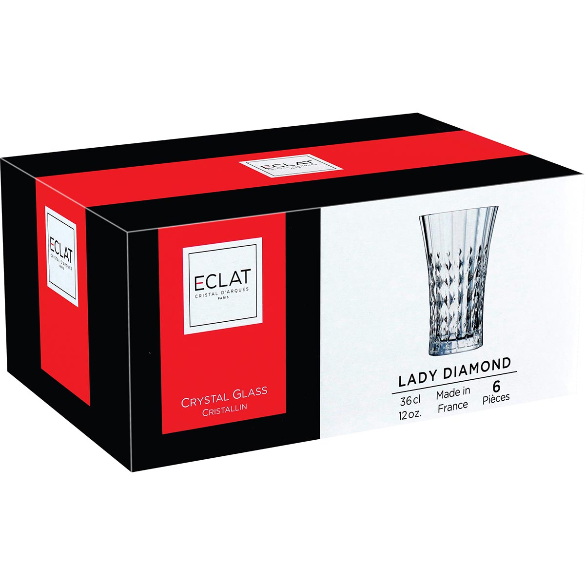 Jogo de Copos Long Drink Lady Diamond Cristal 360ml Transparente 6 Peças