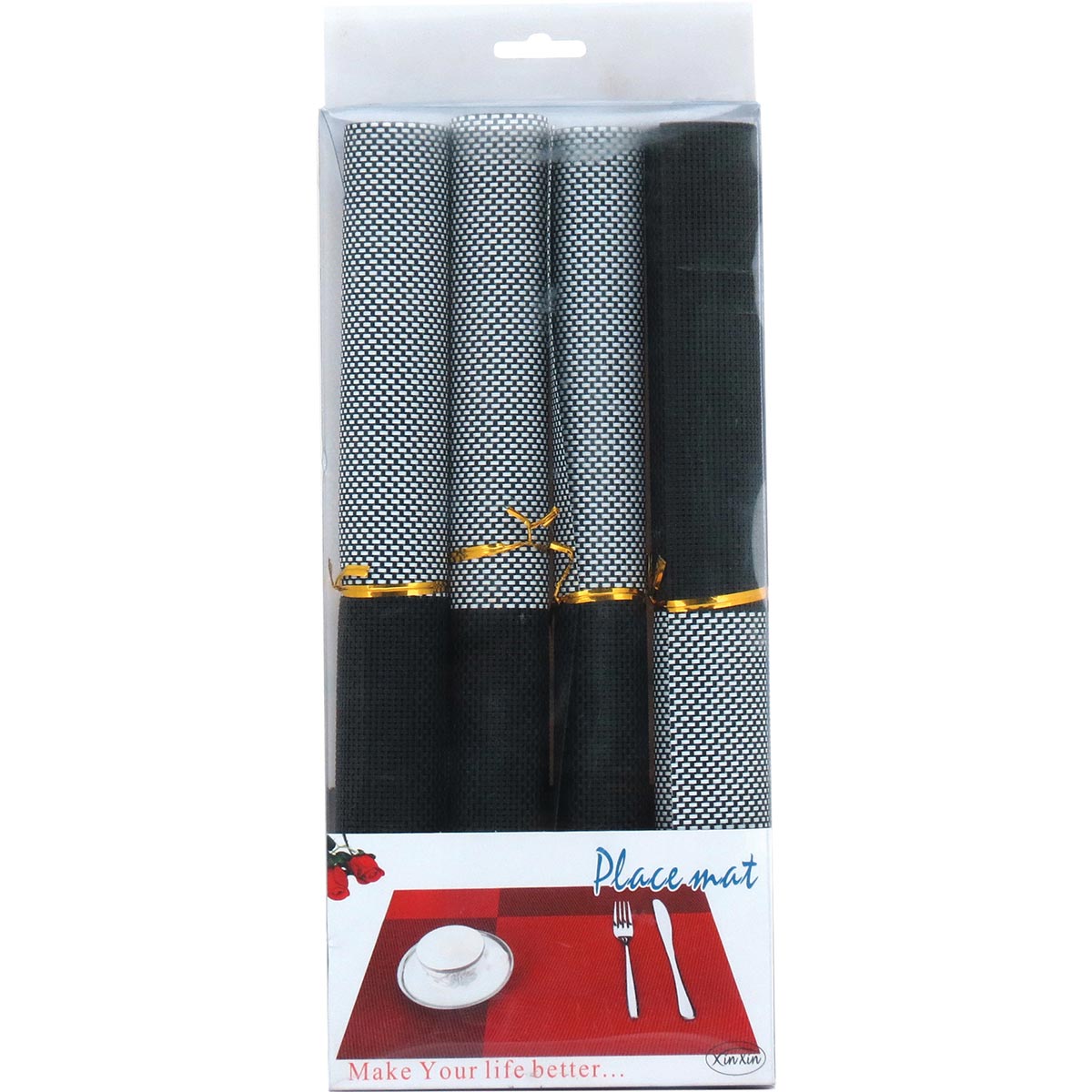 Conjunto 4 Lugares Americanos PVC Cinza 45x30cm Premier