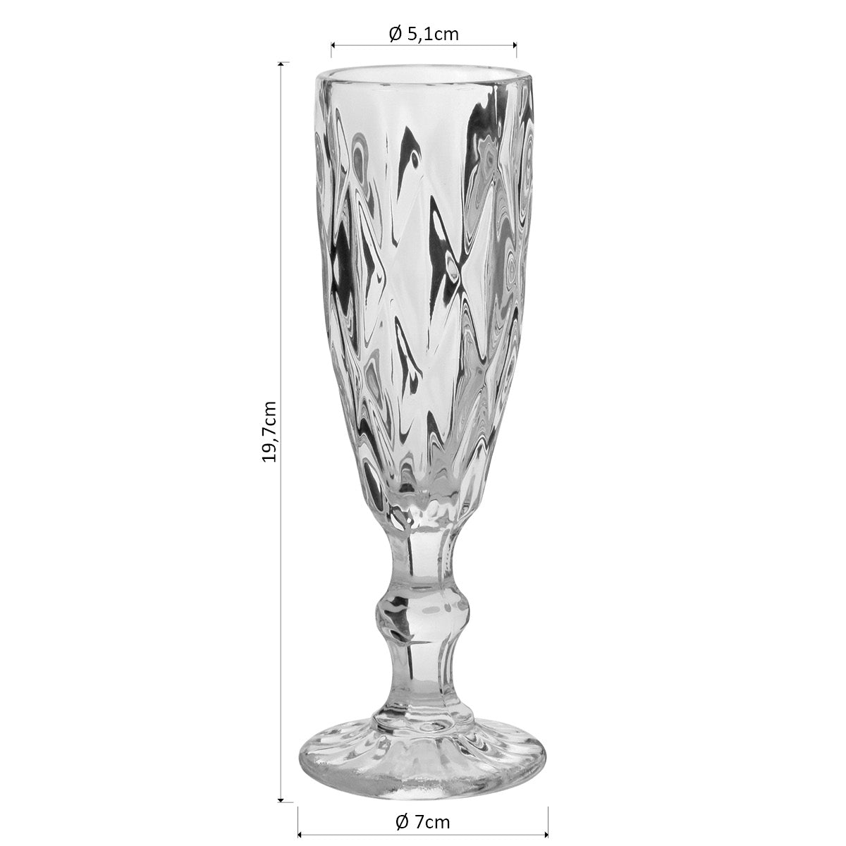 Conjunto 6 Taças de Champanhe Belinda Vidro 160ml Transparente