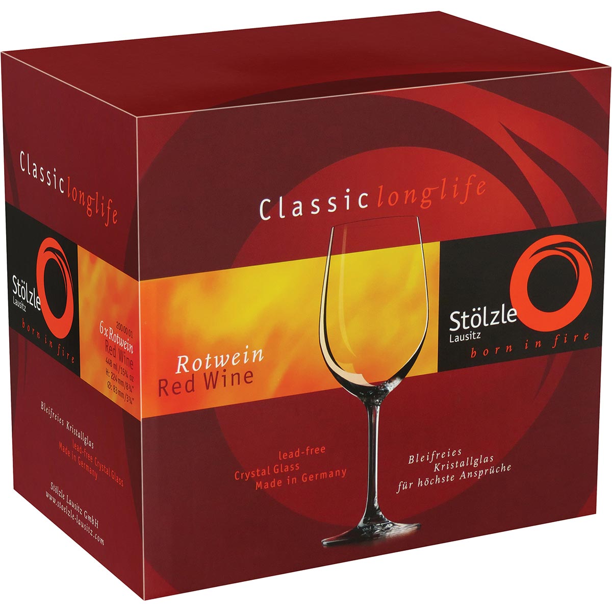 Conjunto 6 Taças de Vinho Stölzle Classic Cristal 440ml Transparente