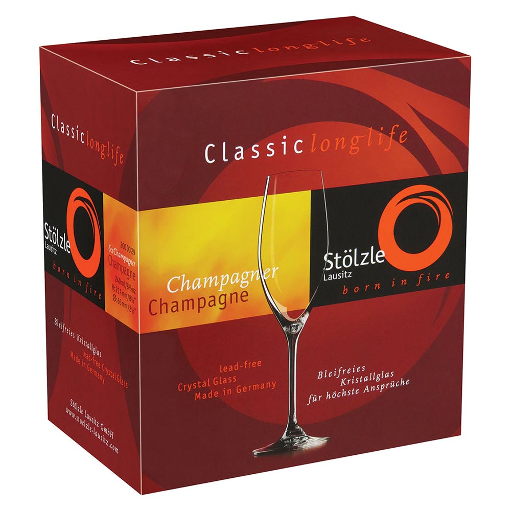 Conjunto 6 Taças de Champanhe Stölzle Classic Cristal 240ml Transparente