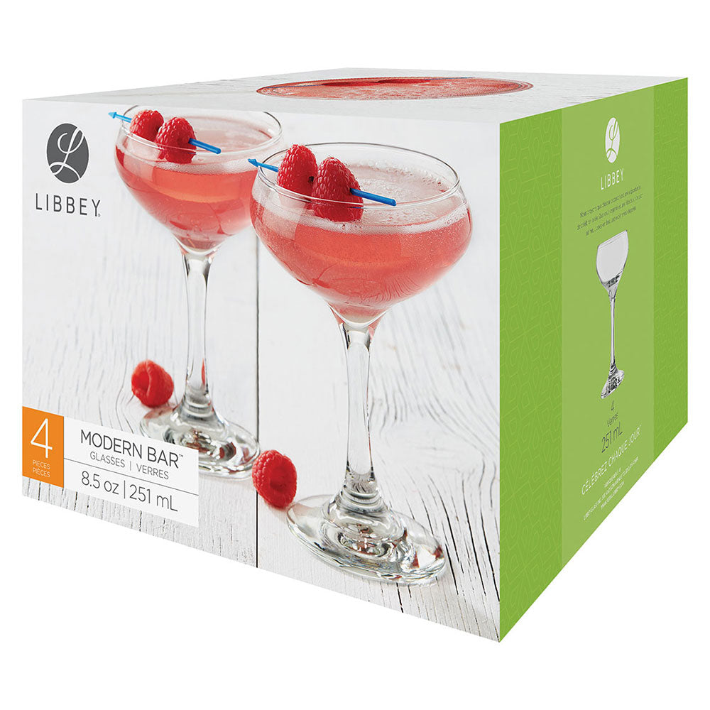 Conjunto 4 Taças Coquetel Coupe Libbey Vidro 250ml Transparente