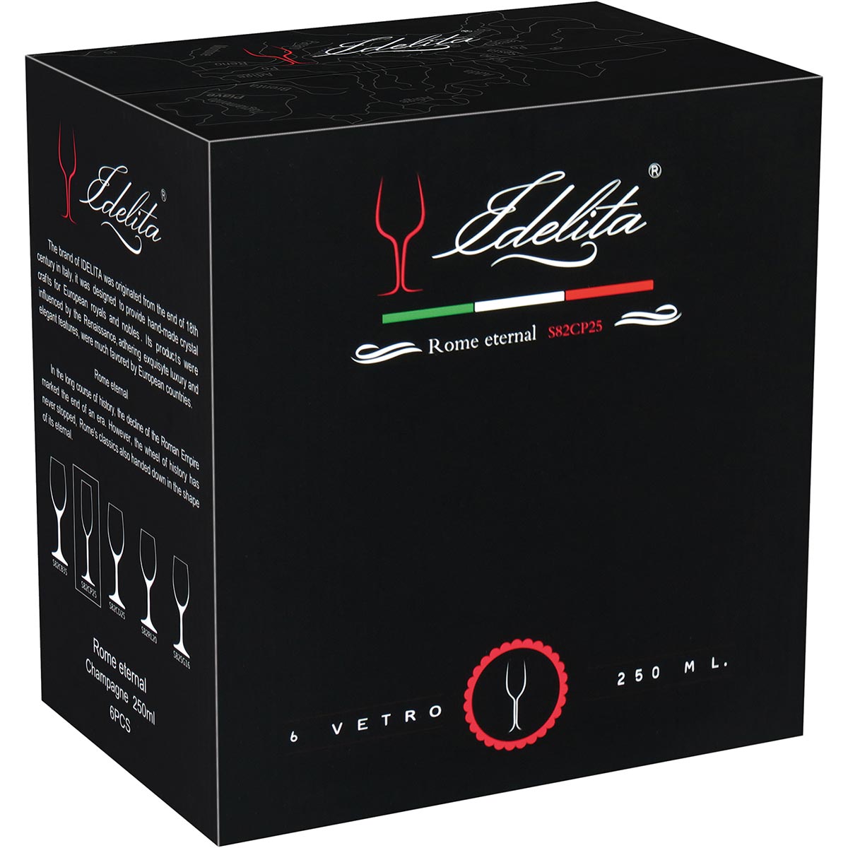 Conjunto 6 Taças de Champanhe Edelita Vidro 250ml Transparente