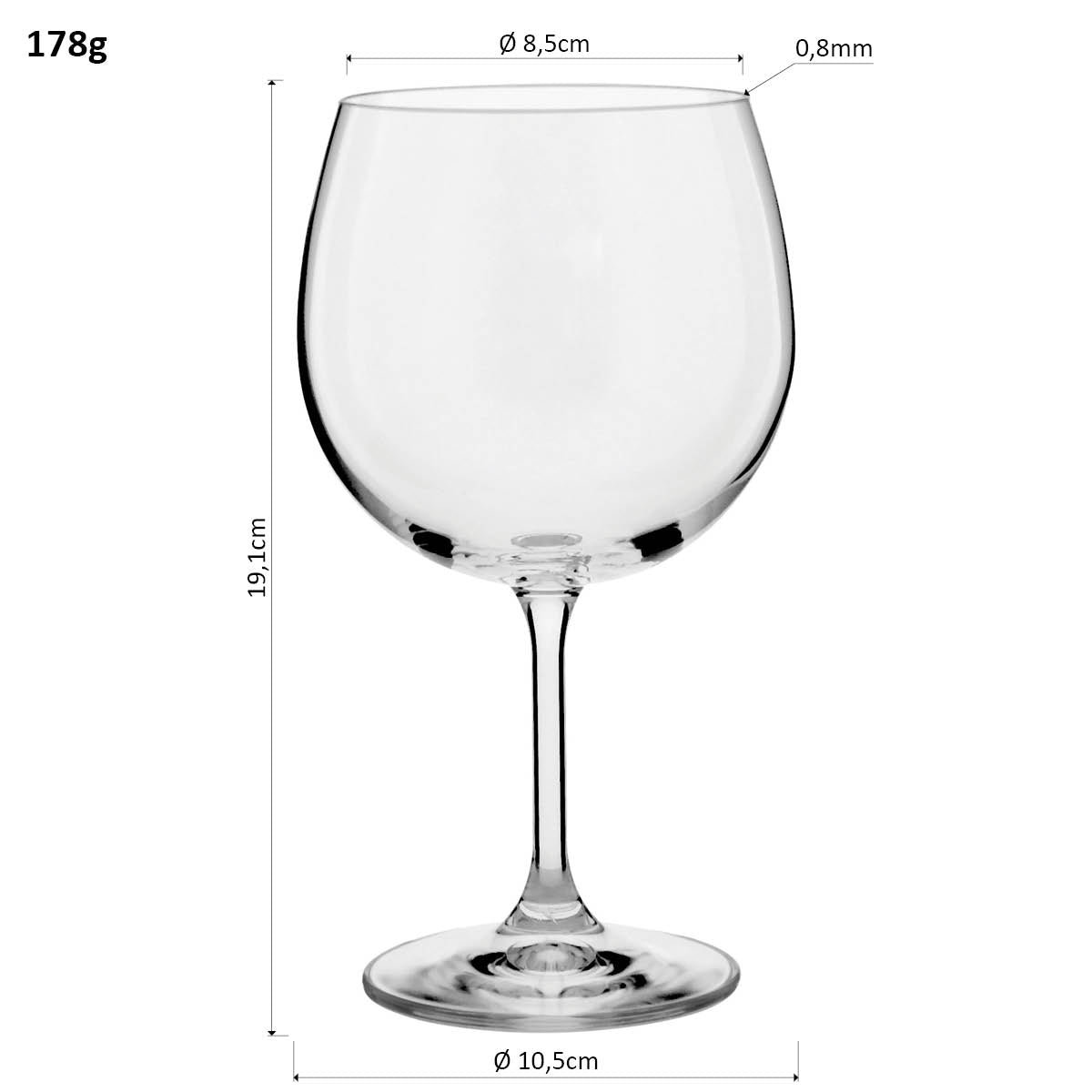 Conjunto 6 Taças Gin Tônica Bohemia Lara Cristal 600ml Transparente