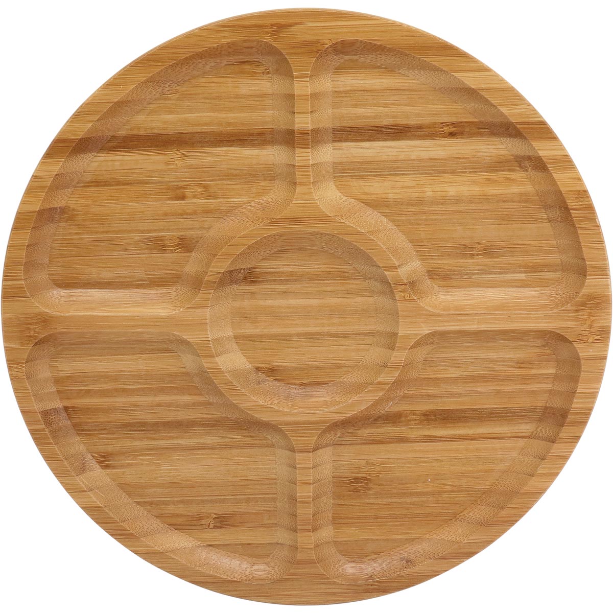 Petisqueira de Bambu Natural 5 Divisões 25x25cm Table