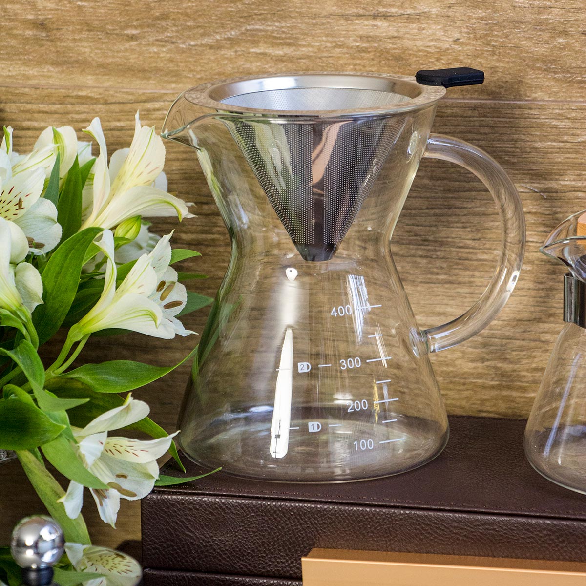 Cafeteira de Vidro Borossilicato 400ml Transparente com Filtro