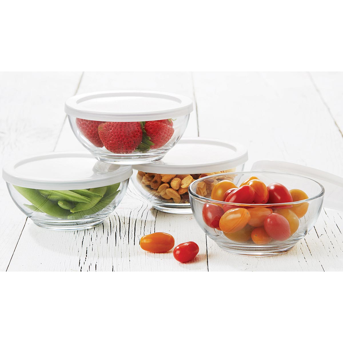 Pote de Vidro Libbey Selene 430ml com Tampa Plástica Transparente 13x13cm