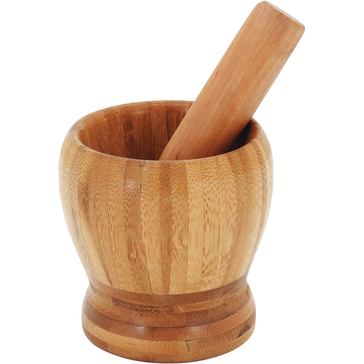 Pilão de Bambu Natural 9x8x8cm - Mortar para Moer Especiarias