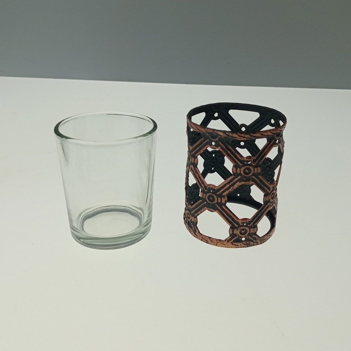 Castiçal de Metal Cobre Barton 7x6x6cm para Decoração Elegante