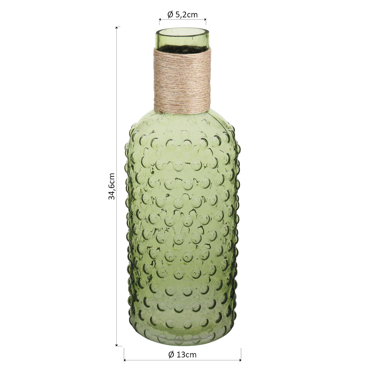 Garrafa Decorativa Dijon Vidro Verde 35x13cm à Prova de Vazamentos