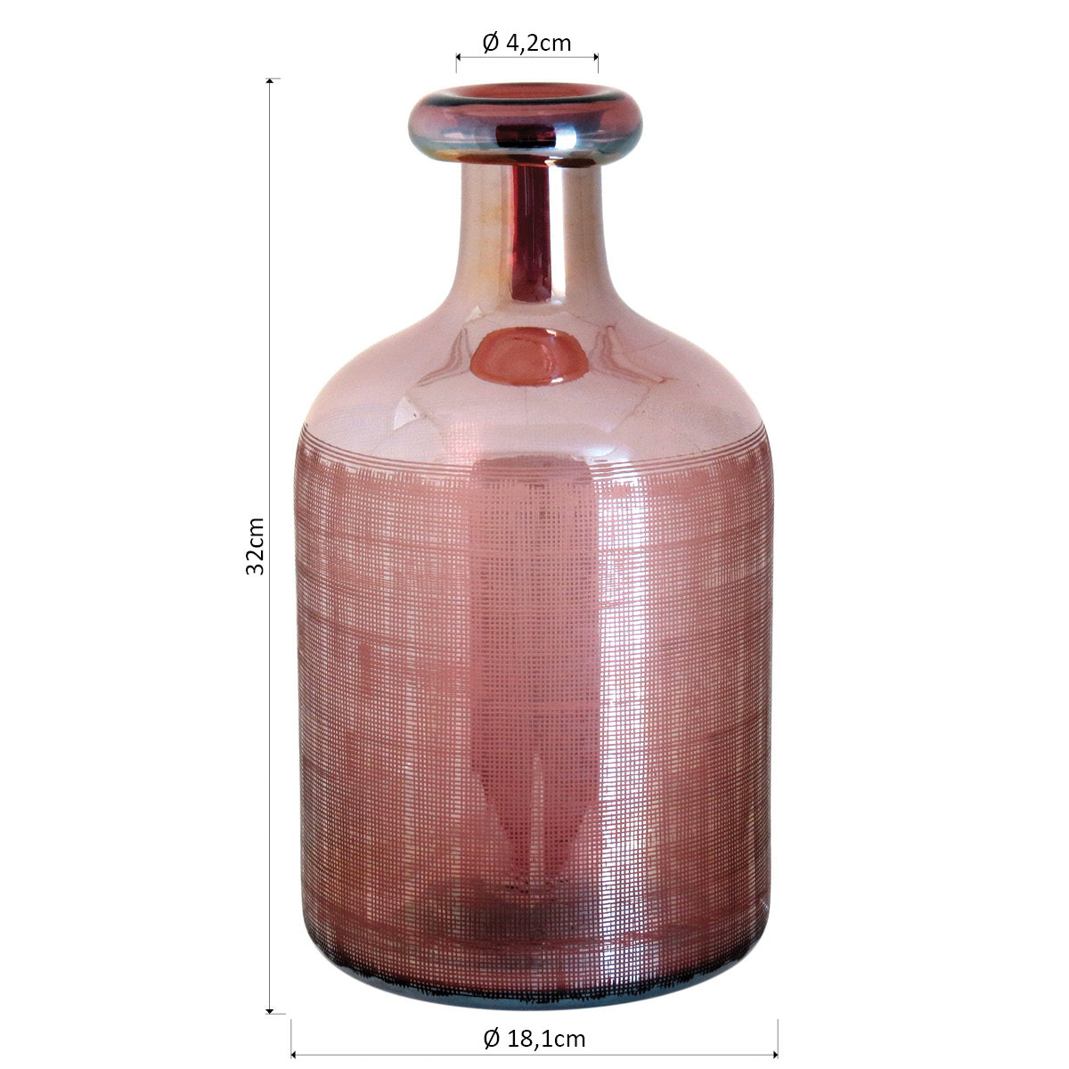 Garrafa Decorativa Benji Vidro Lustrado Rosa 32x18cm para Bebidas