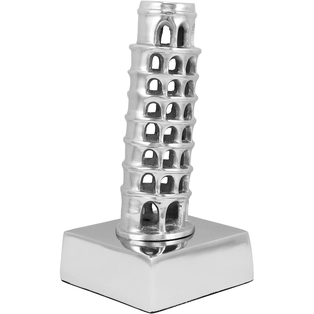Adorno Decorativo Torre de Pisa Alumínio 20cm Prata Home&Co