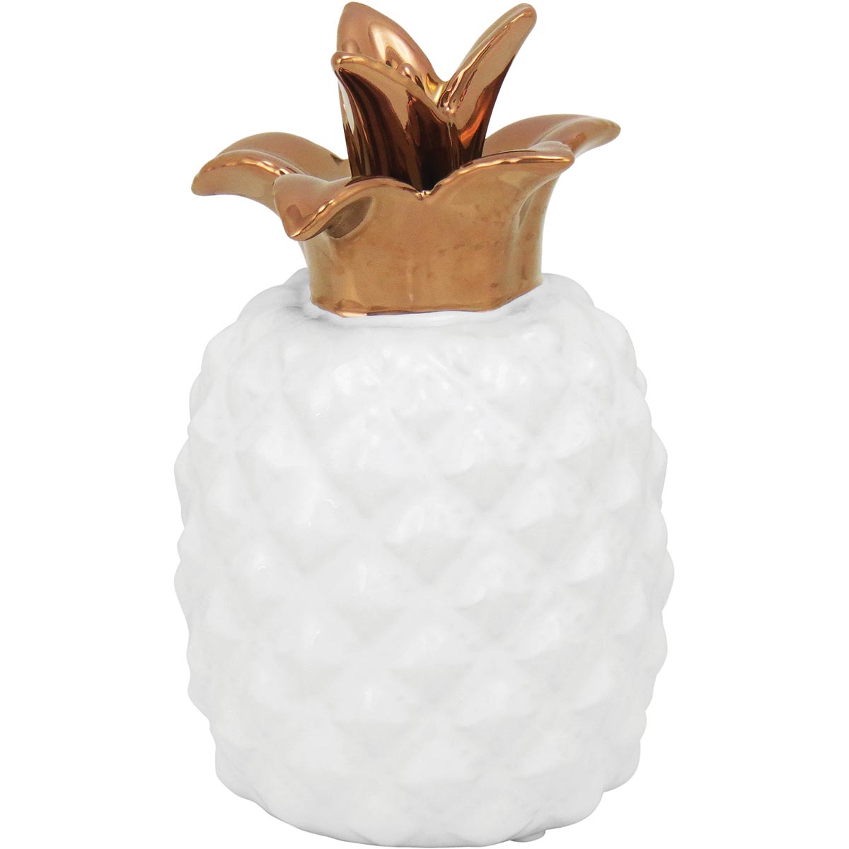 Adorno Cerâmica Abacaxi Branco 18cm Magical Decorativo