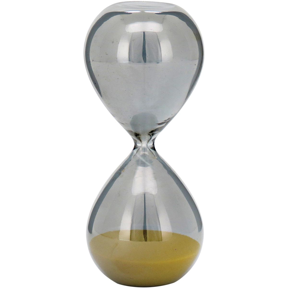 Ampulheta de Areia Amarela Vidro 14cm Cinza Decorativa
