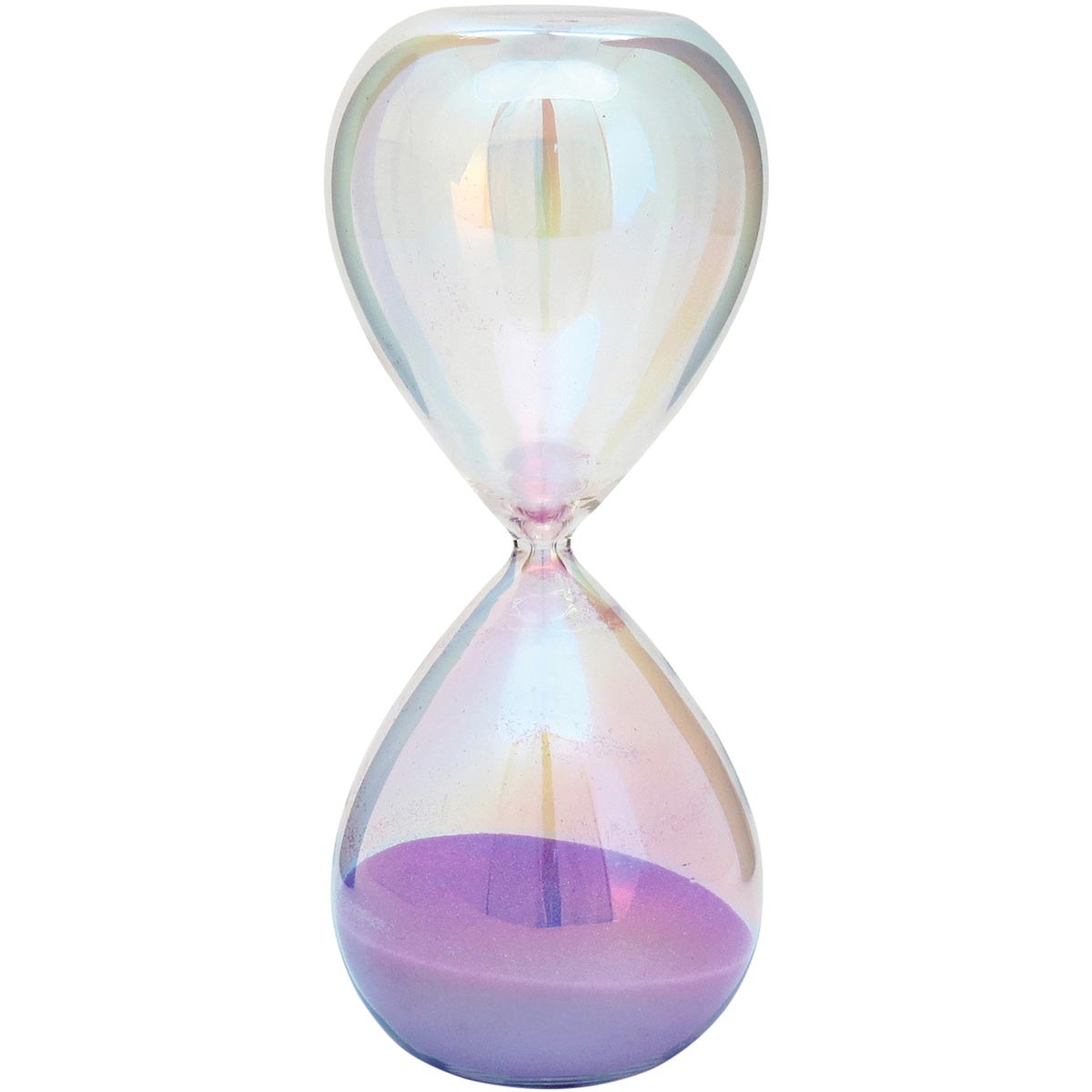 Ampulheta de Areia Roxa em Vidro Furta-cor 19x8x8cm Decorativa