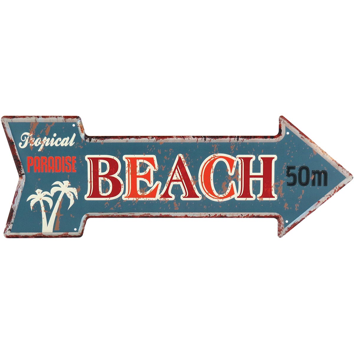 Placa Decorativa Retro Seta Metal Azul 16x25cm - Decoração Criativa