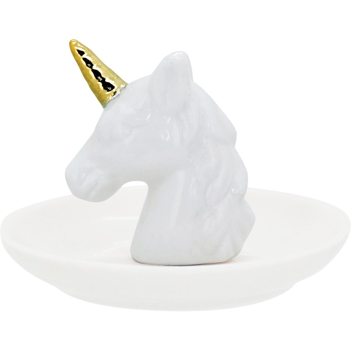 Adorno Unicórnio Cerâmica Branca 11cm Mimo Decorativo