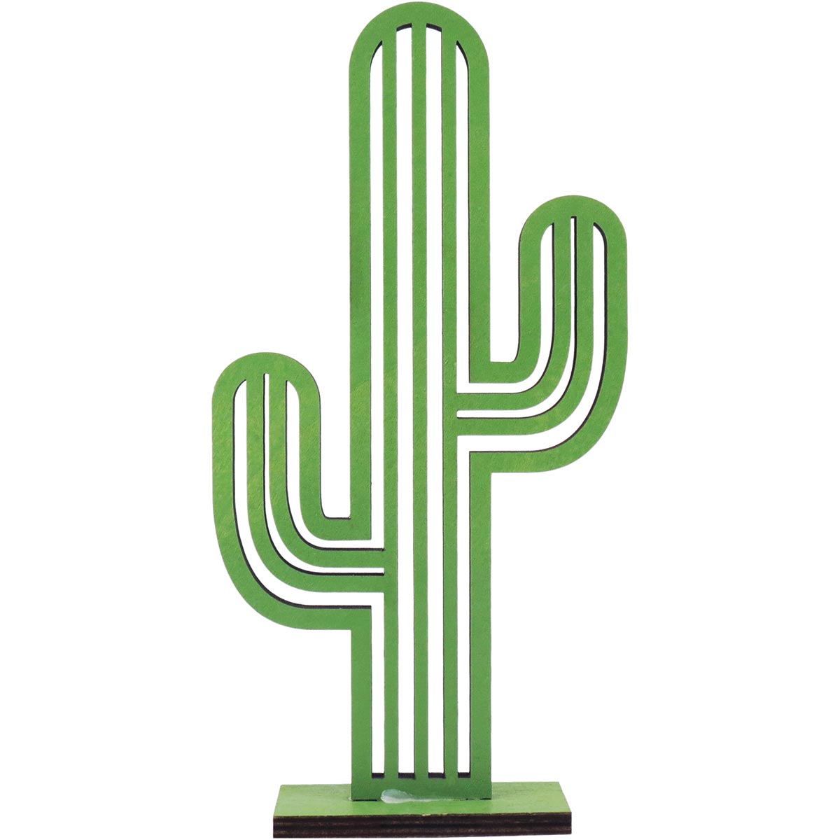 Adorno Decorativo Cacto MDF Verde 22x11cm - Peça para Decoração