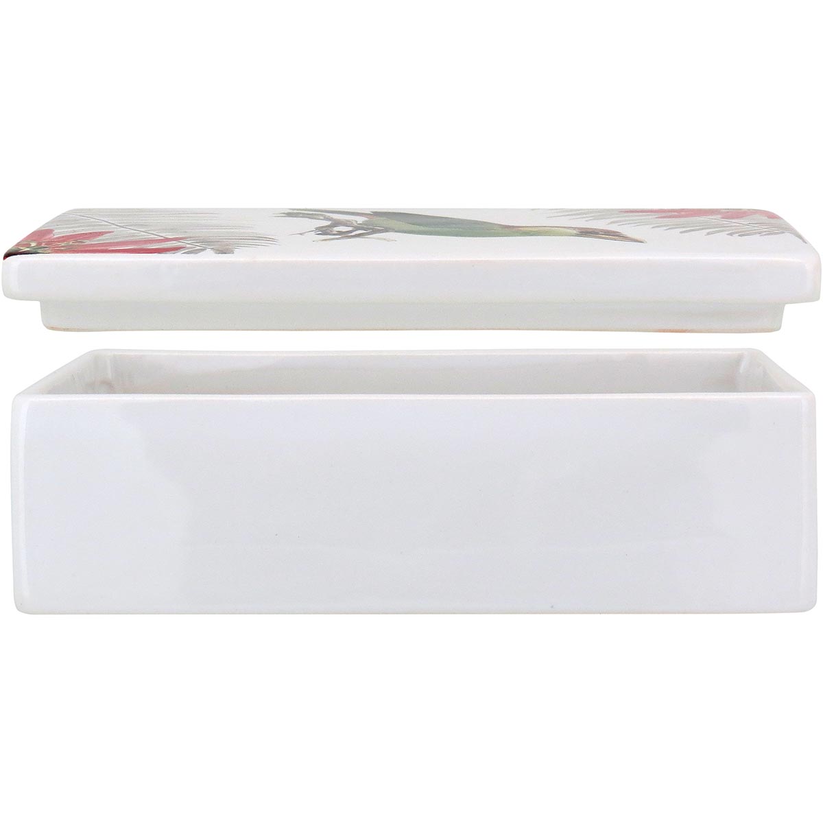 Caixa Decorativa Plume Cerâmica Branca 6x18x10cm para Organização