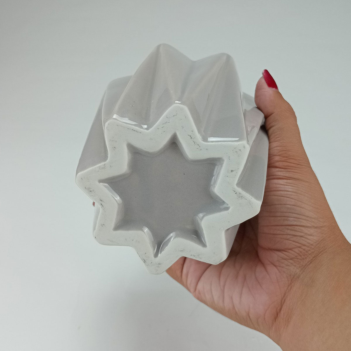 Vaso Villani Cerâmica 23x13x13cm Cinza