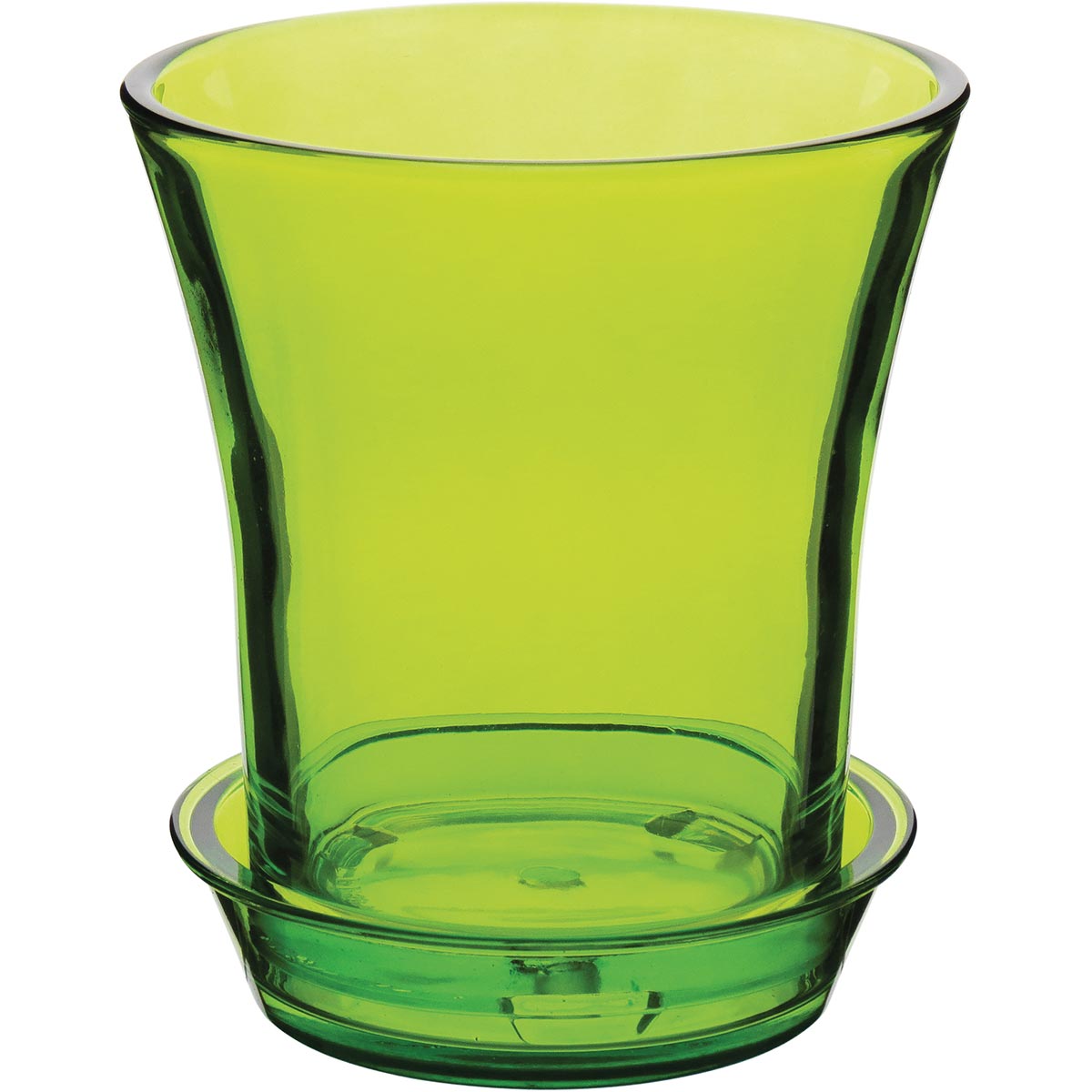 Cachepô em Vidro Verde Orchid com Prato 18x16x16cm