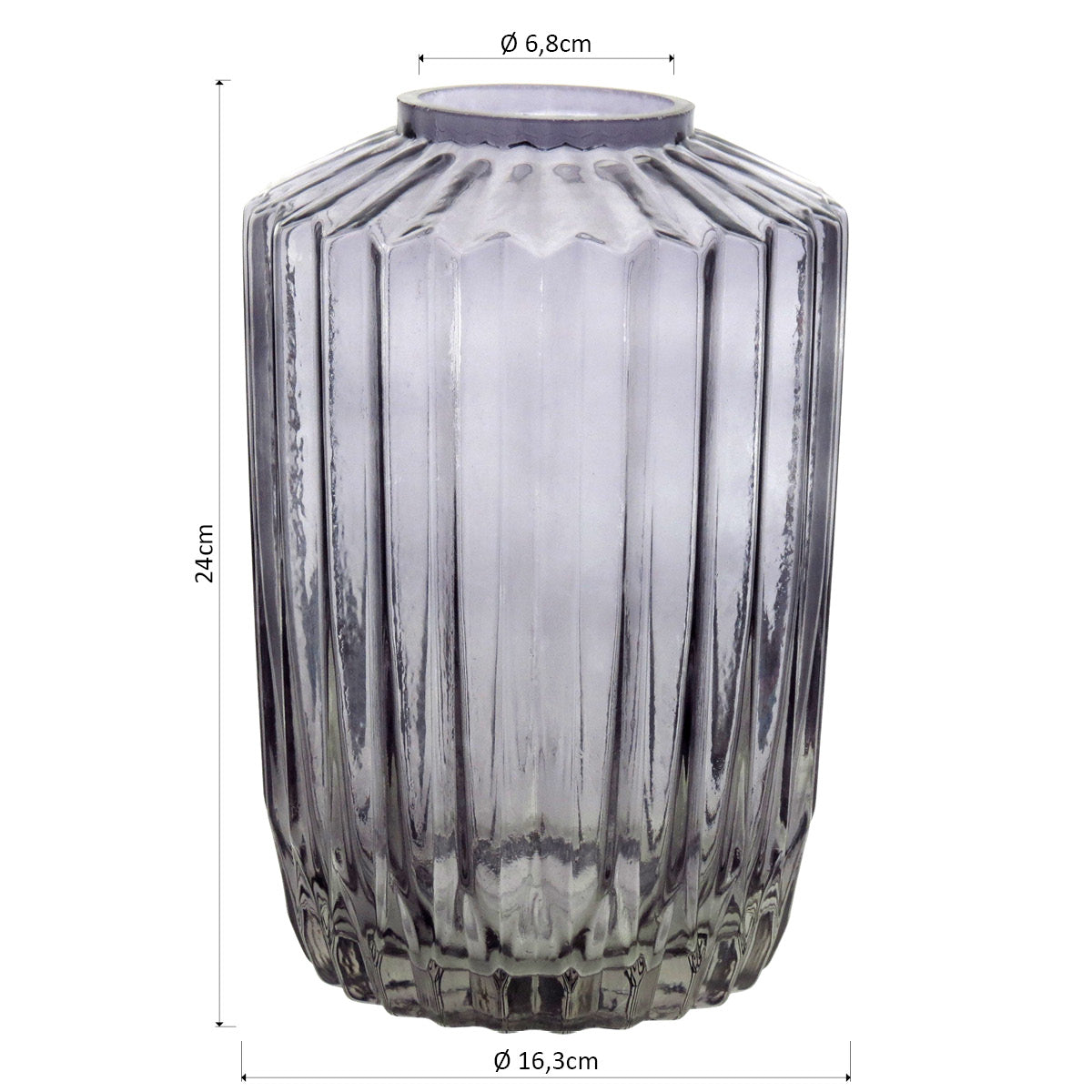 Vaso de Vidro Canoe Cinza 24x16x16cm para Decoração Elegante