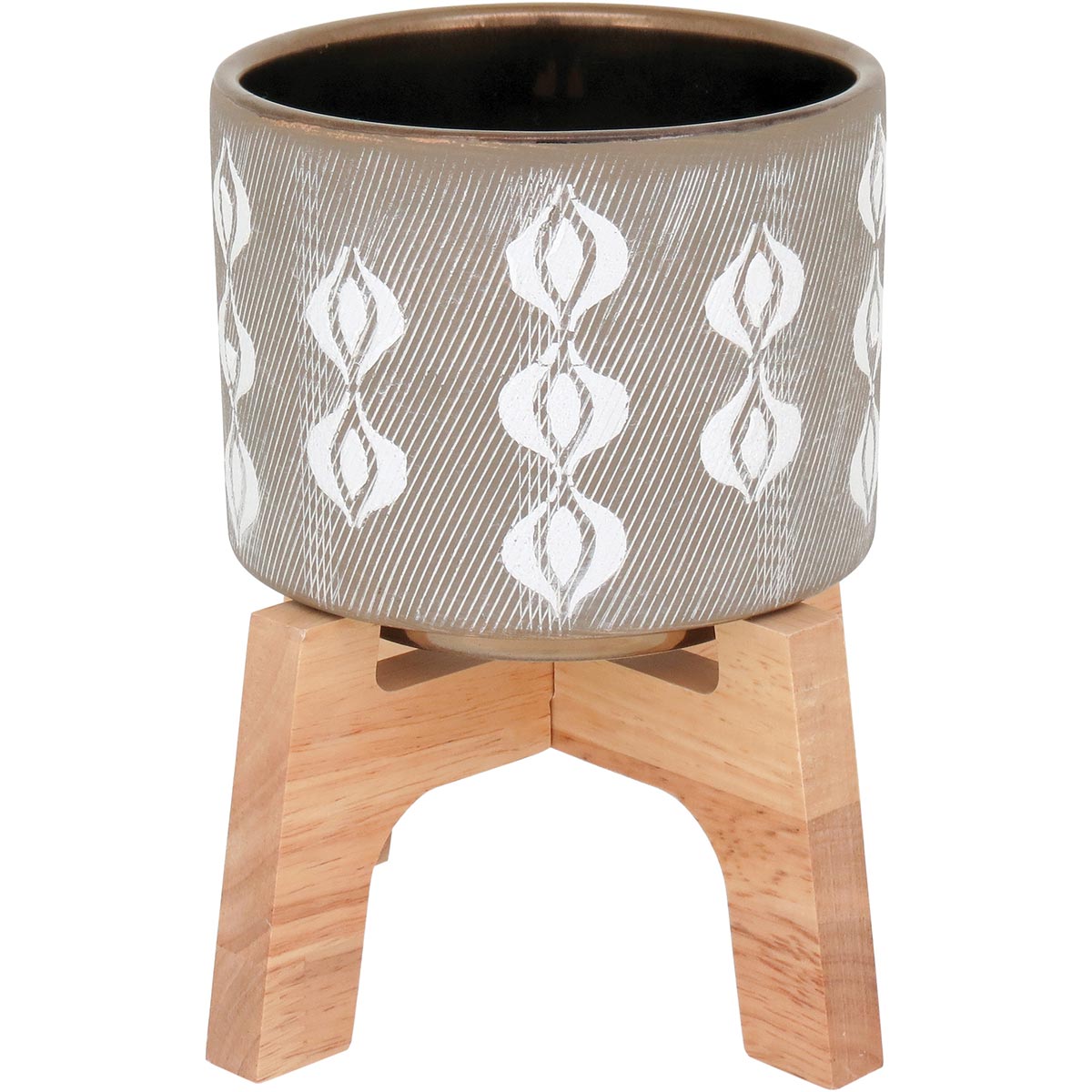 Cachepô Cerâmico Adin Cinza 19x17x17cm para Plantas Decorativas