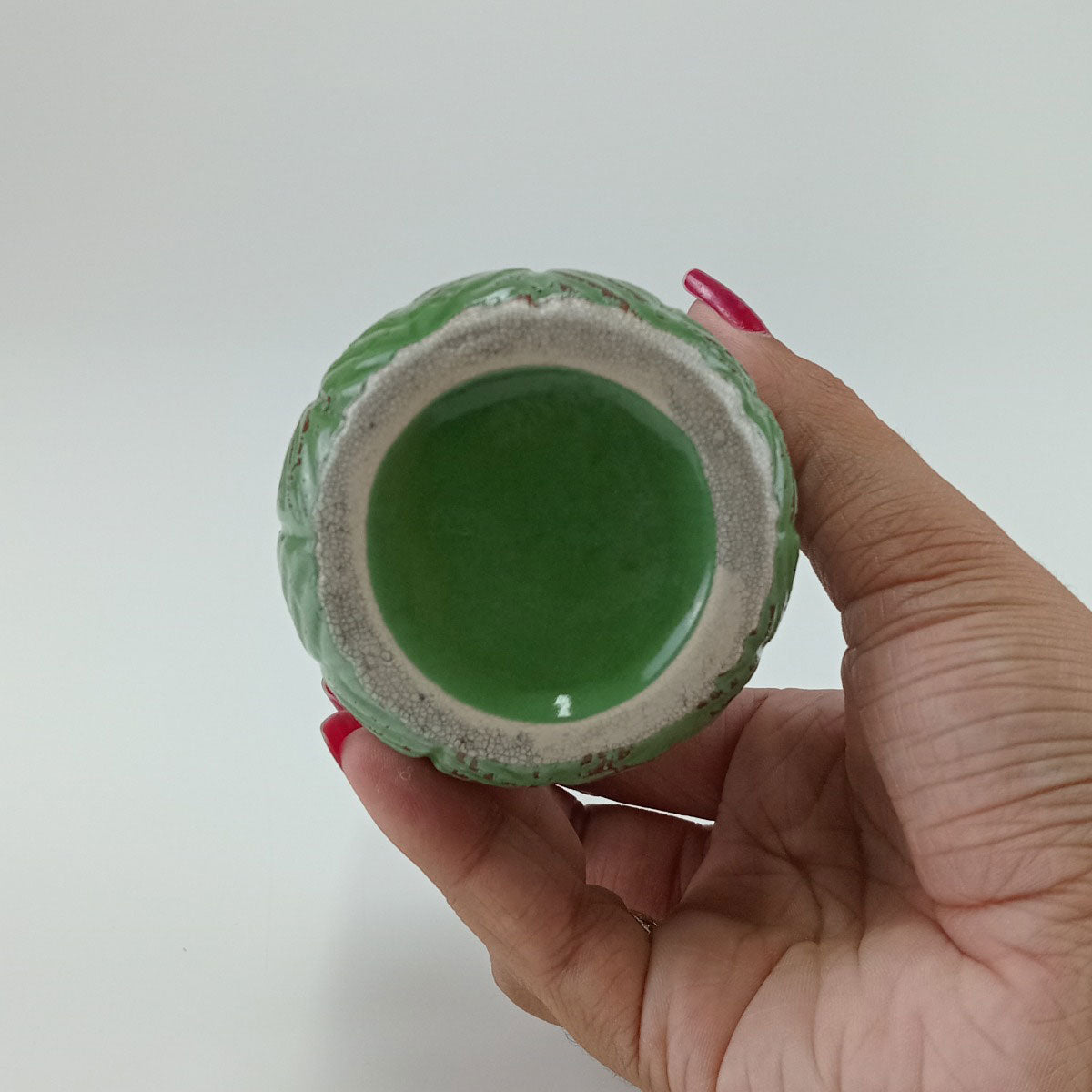 Vaso Decorativo Cerâmica Verde Crispin 9,8x6,1cm para Flores