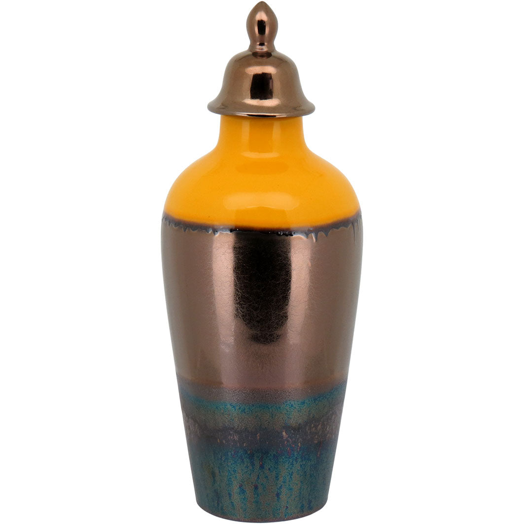 Potiche de Cerâmica Bronze Beli 41x15x15cm para Decoração e Armazenamento