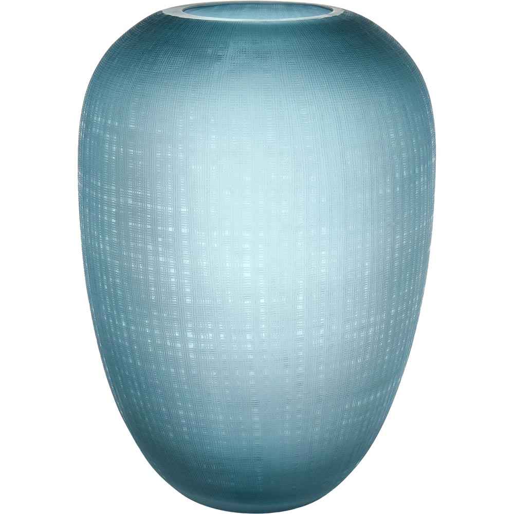 Vaso Decorativo de Vidro Azul 34x23x23cm para Arranjos Florais