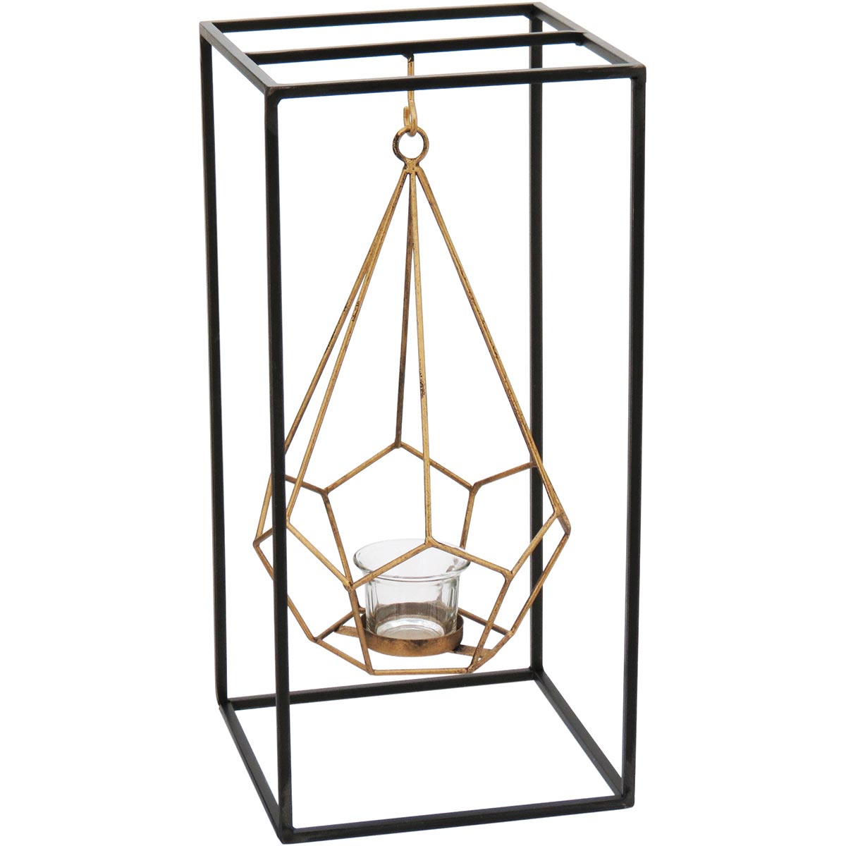 Castiçal Sídon Metal Preto 39x19cm - Suporte para Velas Elegante