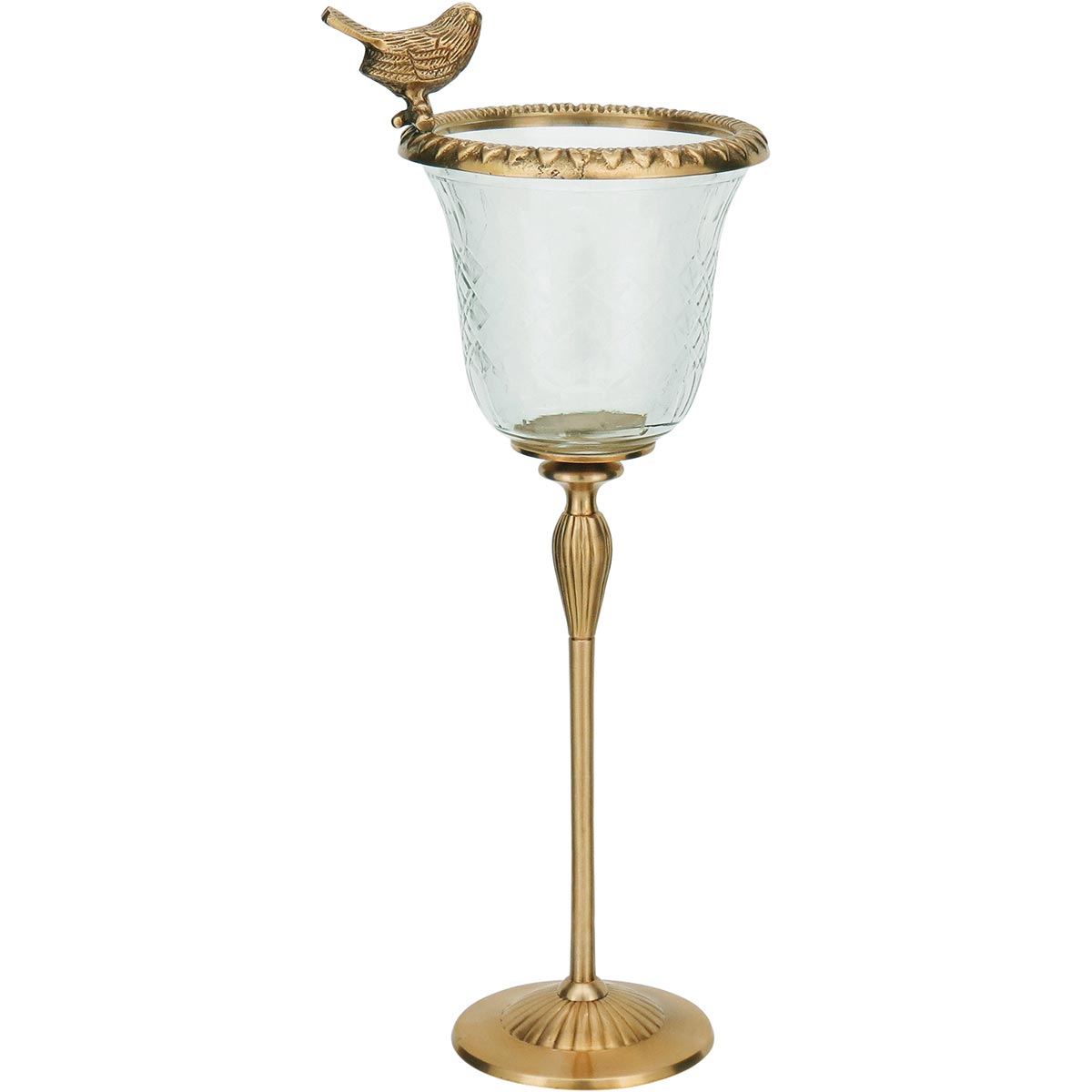 Castiçal Dourado Home&Co Sancti Vidro 38x17cm para Velas