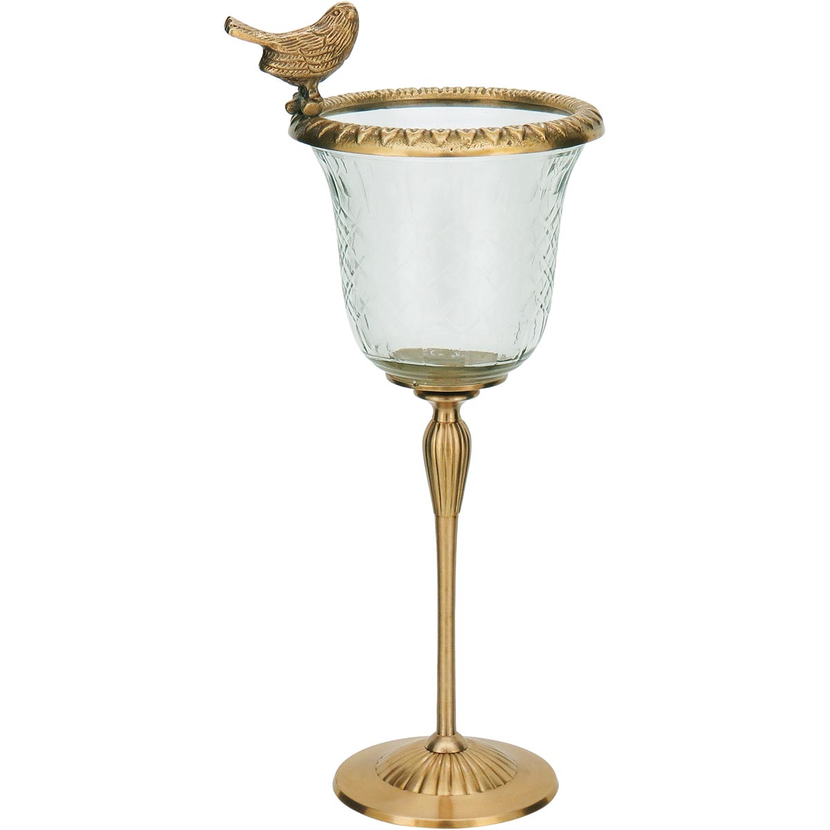 Castiçal Dourado Home&Co Sancti Vidro 34x16x13cm Decorativo