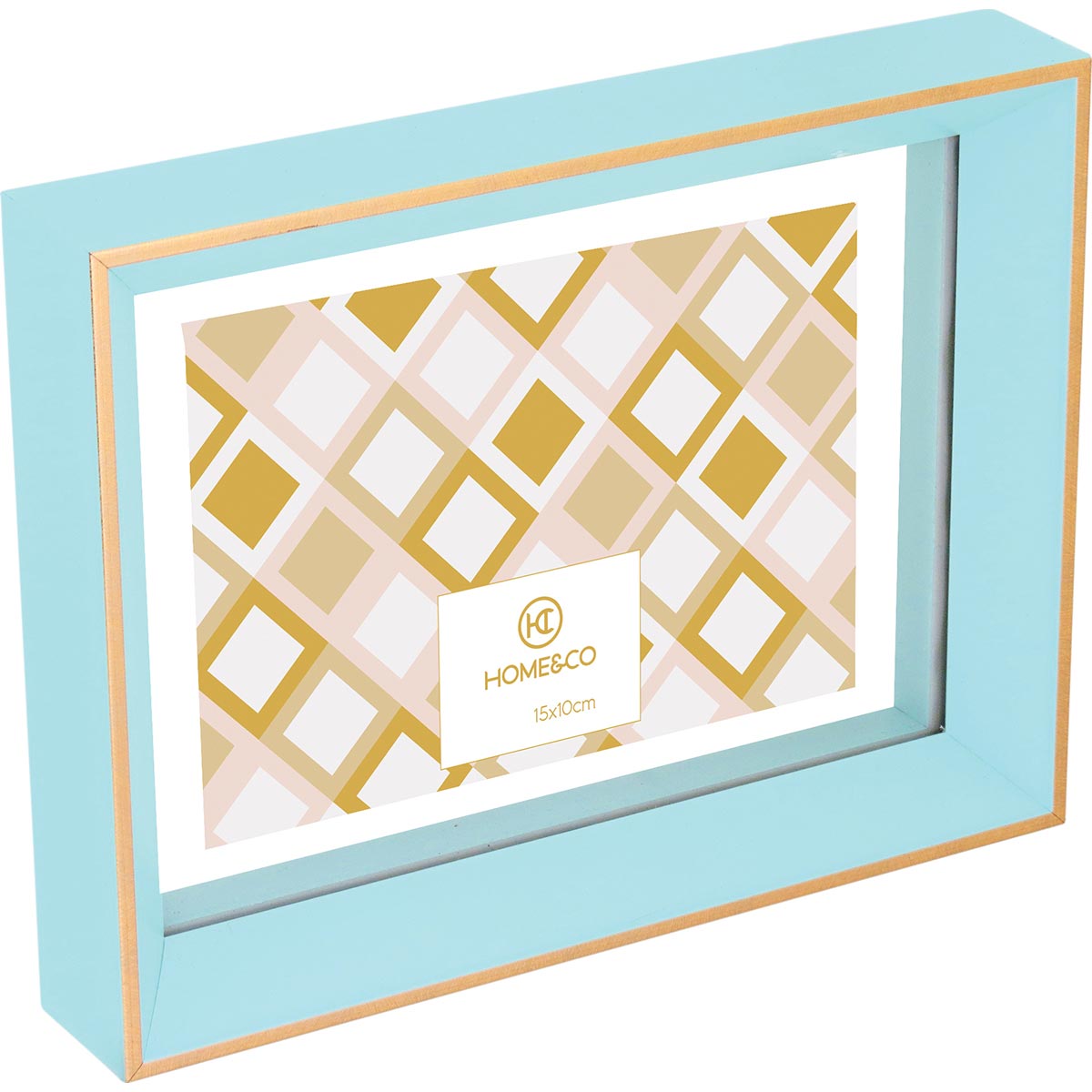 Porta-retratos Azul Home&Co Pasteur Plástico 15x10cm 17x23x4cm