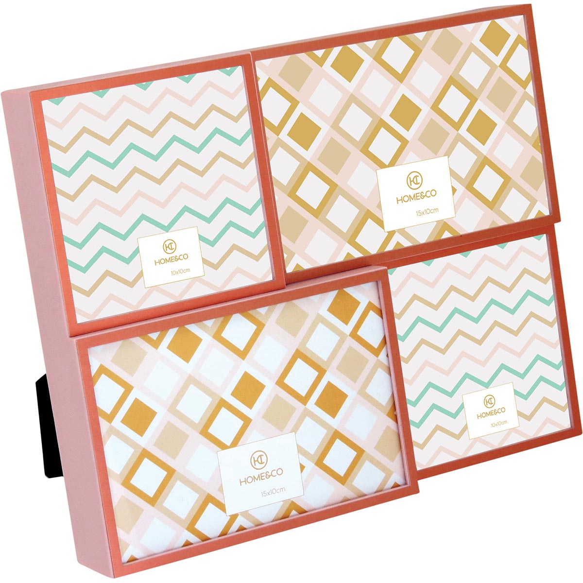 Porta-retratos Alumínio Rosa Home&Co Versalius 4 Fotos 27x21cm