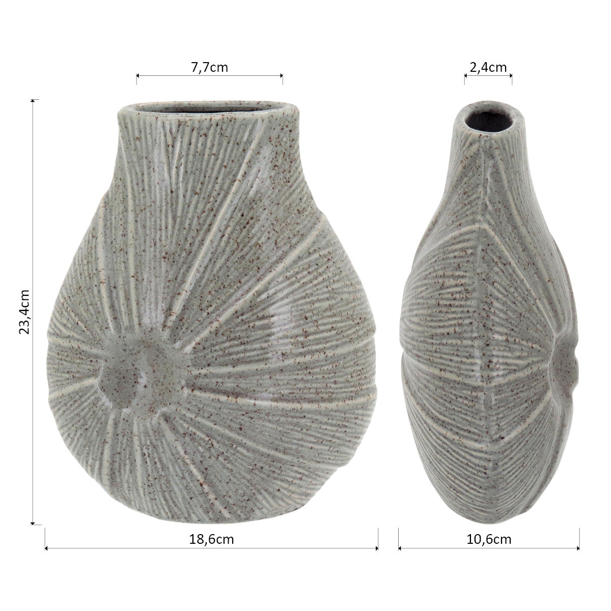 Vaso Decorativo Cerâmica Marfim Home&Co Prune 24x19x11cm