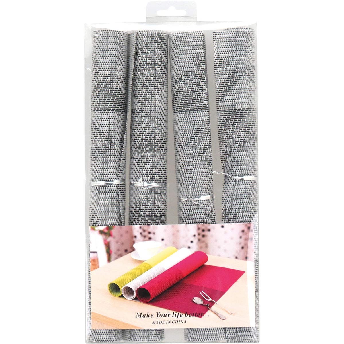 Conjunto de 4 Lugares Americanos PVC Cinza 45x30cm