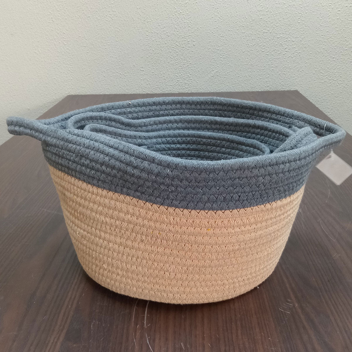 Cesta Organizadora Allegra 3 Peças Tecido Cinza - Grande, Médio, Pequeno