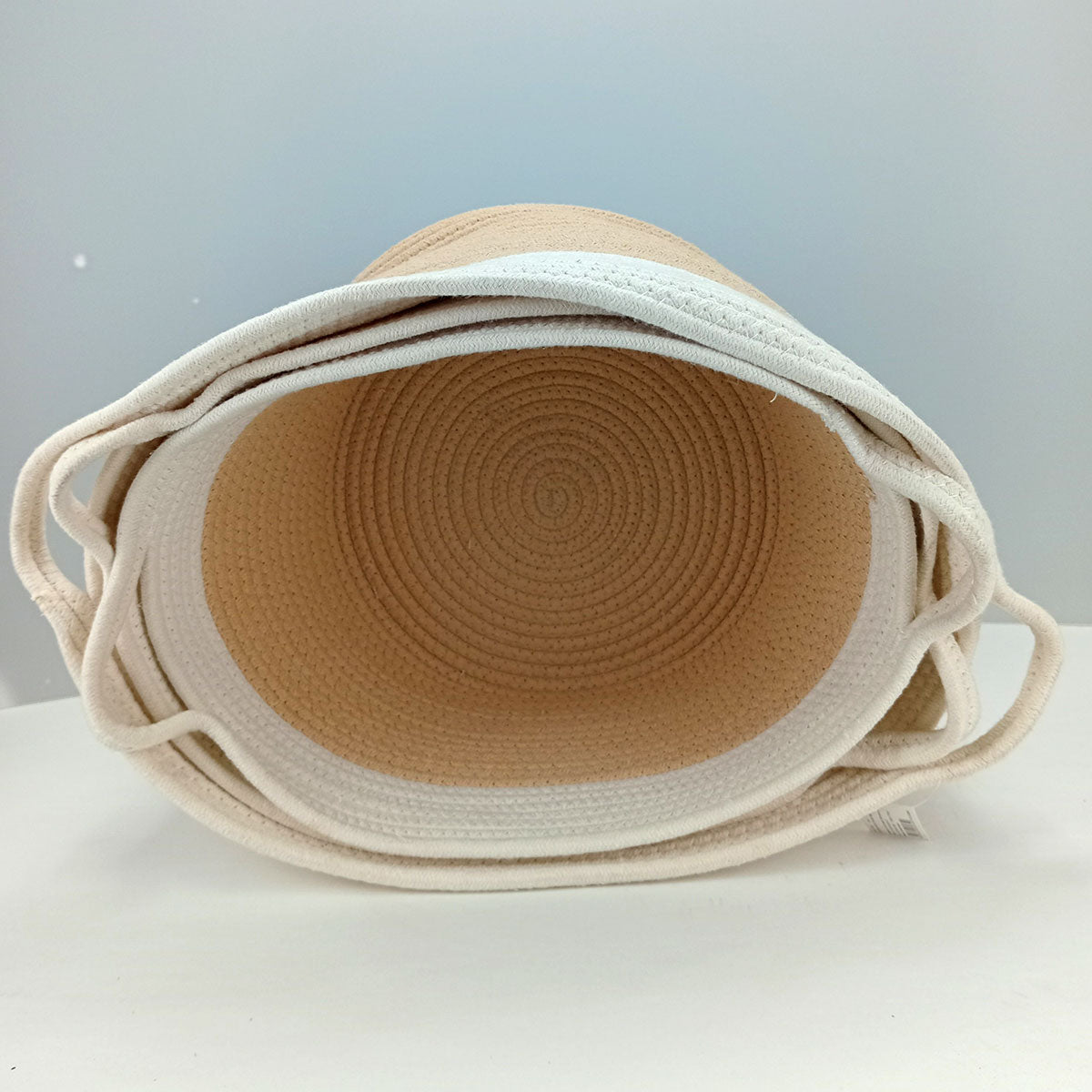 Conjunto 3 Cestas Organizadoras Allegra Tecido Branco - Grande, Médio, Pequeno