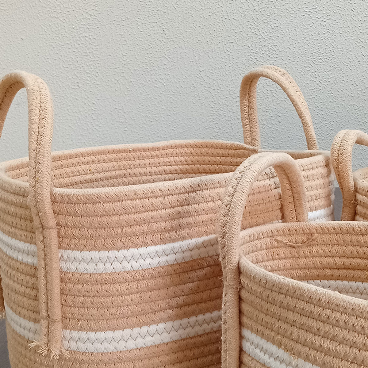 Cesta Organizadora Singara Tecido Bege - Conjunto 3 Peças Tamanhos G/M/P