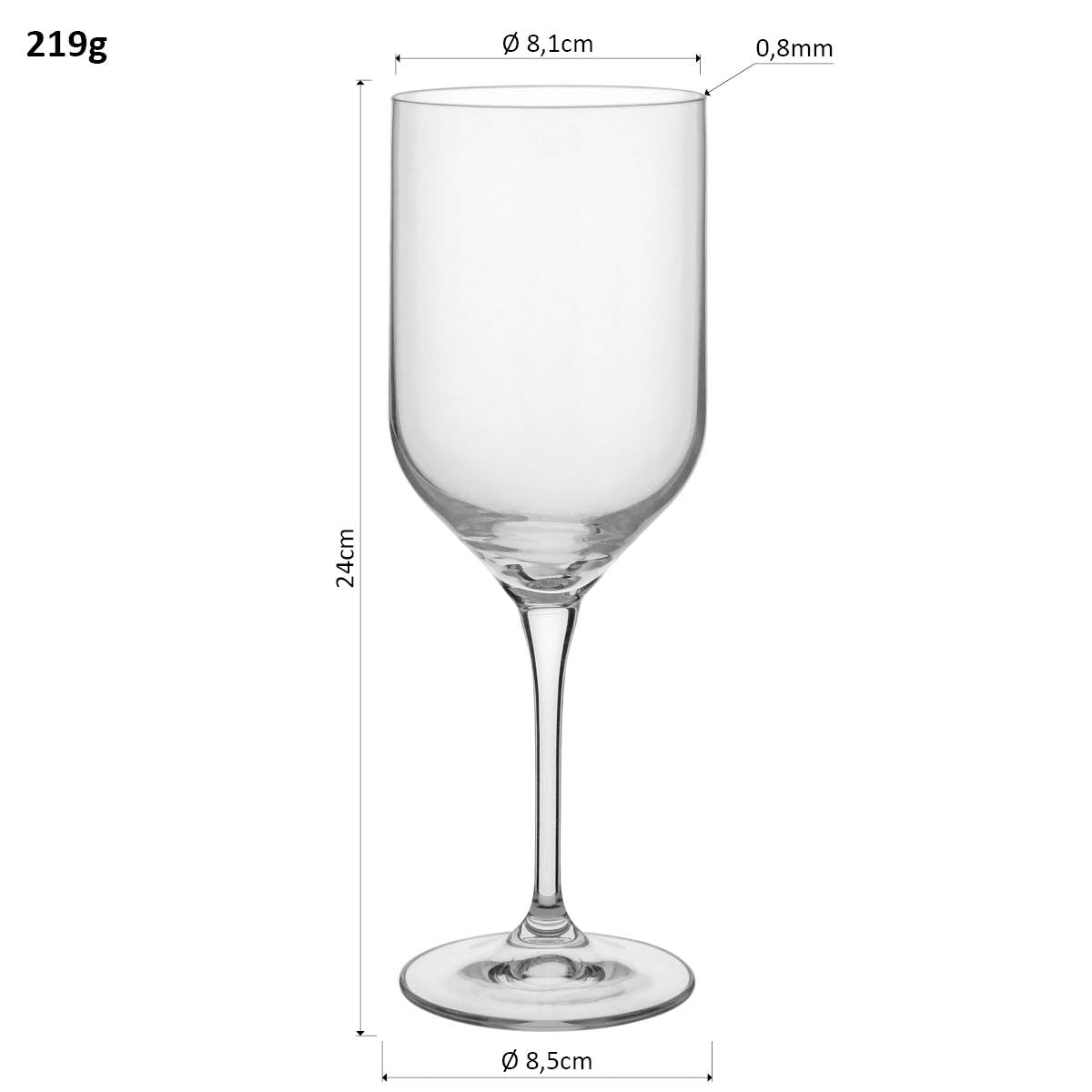 Conjunto 6 Taças Água Bohemia Cristal 480ml Transparente 24x9cm