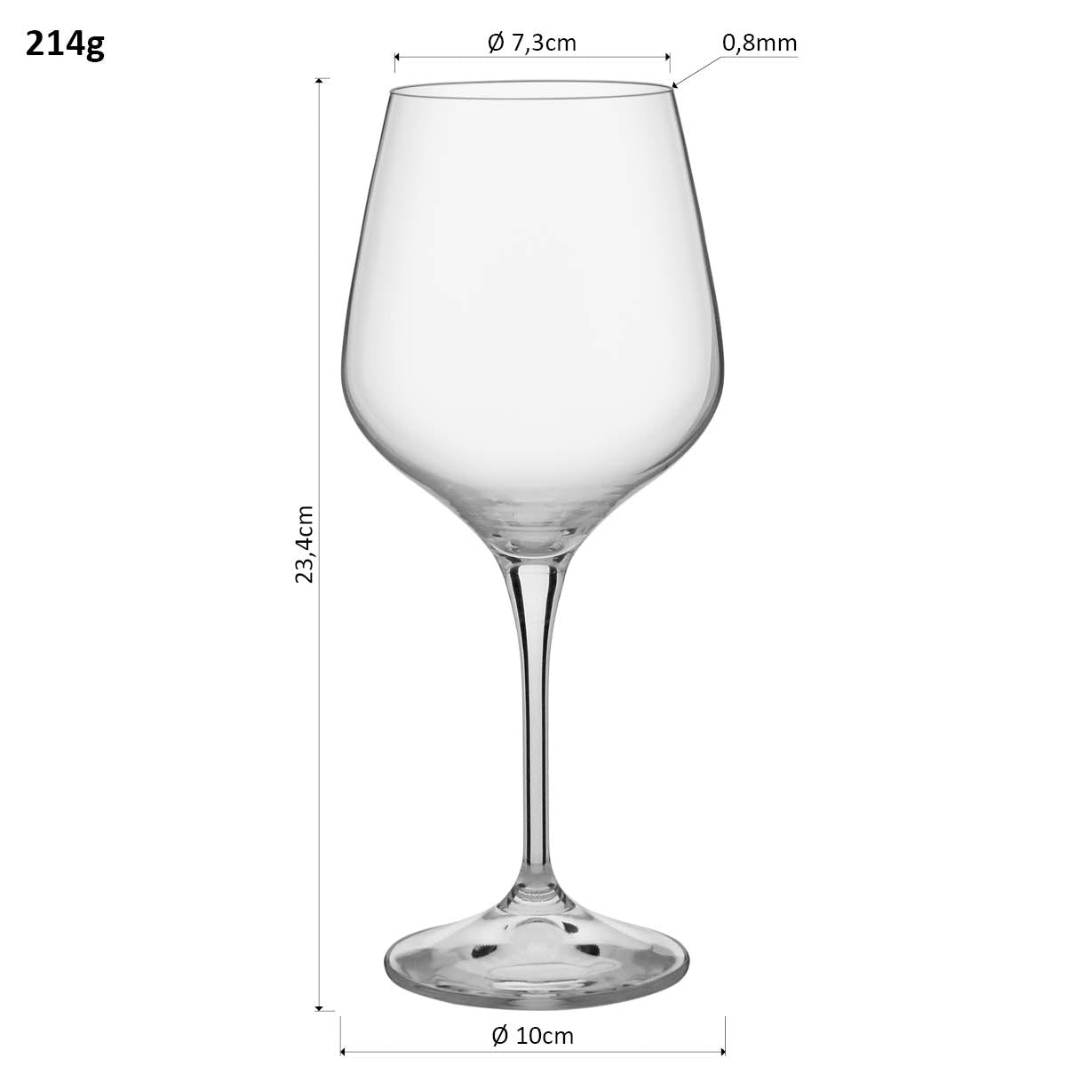 Conjunto de 6 Taças de Água Bohemia Rebecca Cristal 540ml Transparente