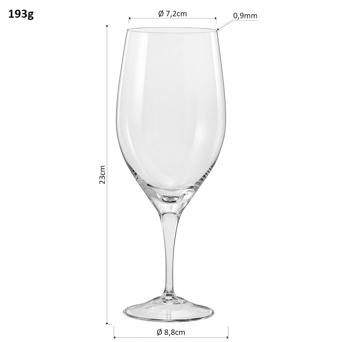 Conjunto 6 Taças de Cristal Bohemia 550ml Transparente 23x9cm