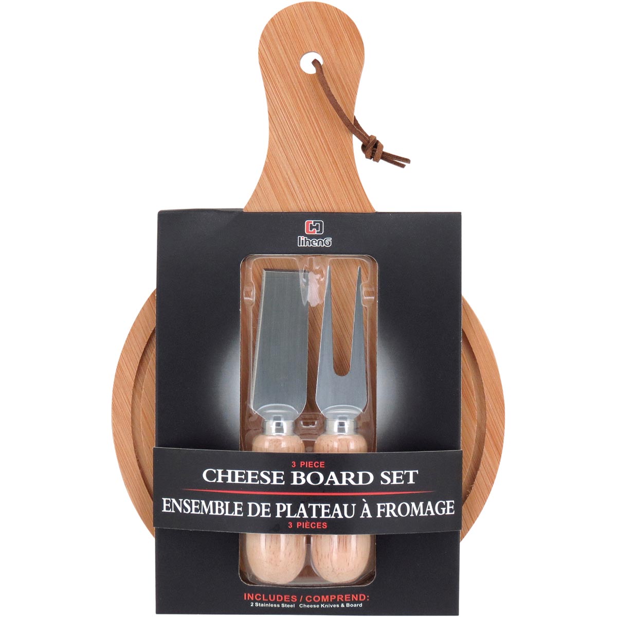 Jogo de Queijo Cheesy Bambu Natural com Facas - Conjunto Elegante