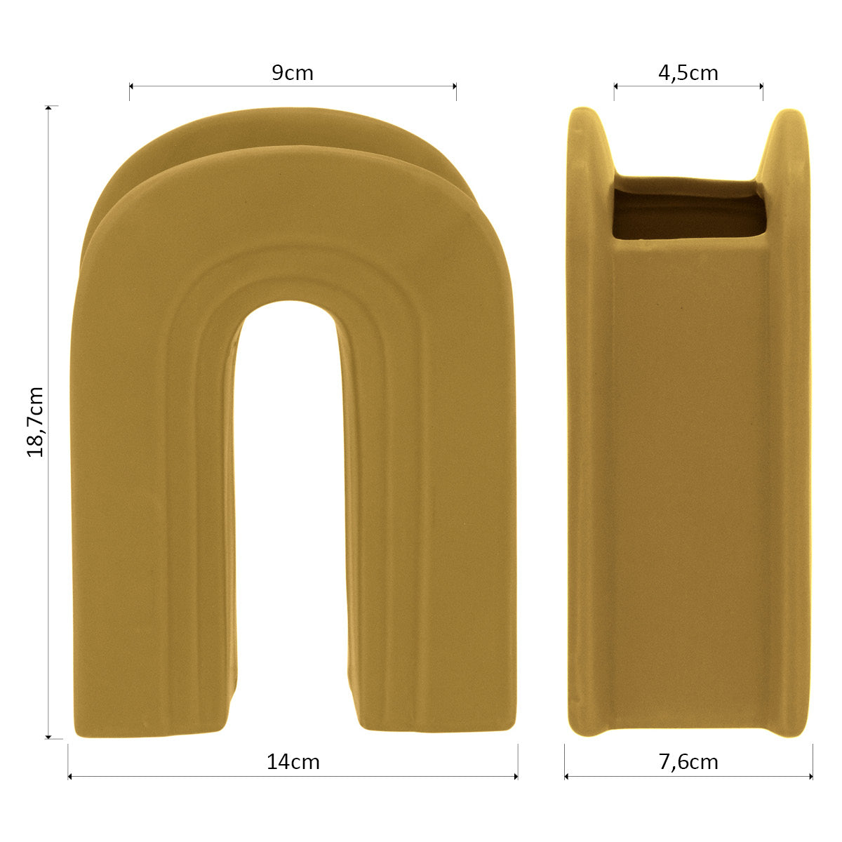 Vaso Cerâmica Amarelo Opala 18x14x7cm para Decoração de Ambientes