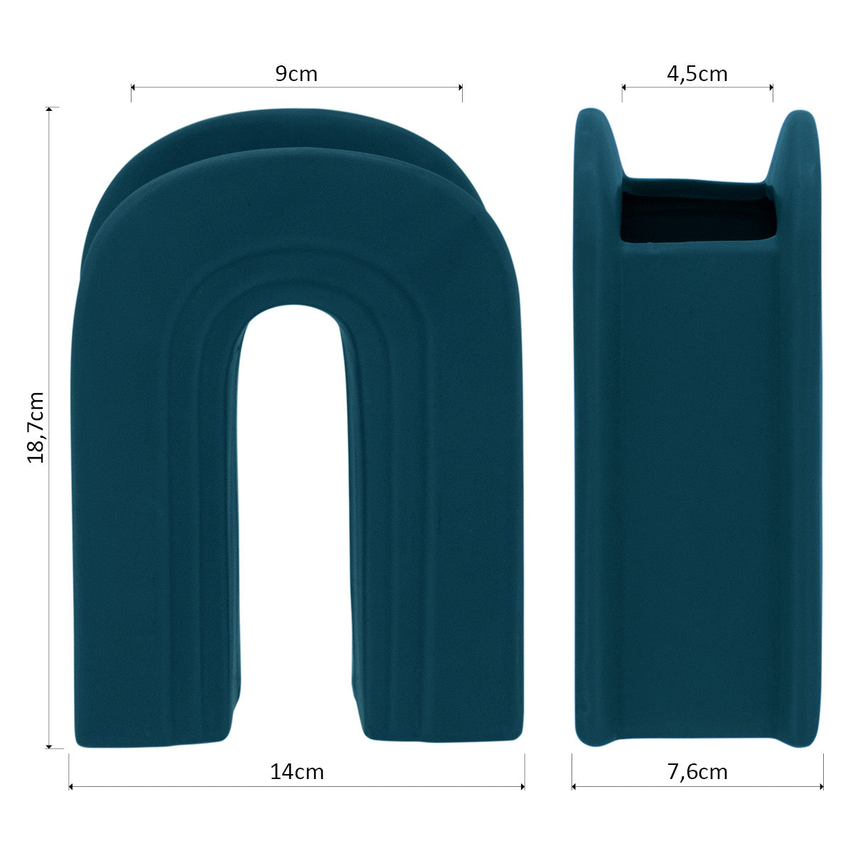 Vaso Cerâmica Azul Opala 18x14x7cm para Decoração de Flores