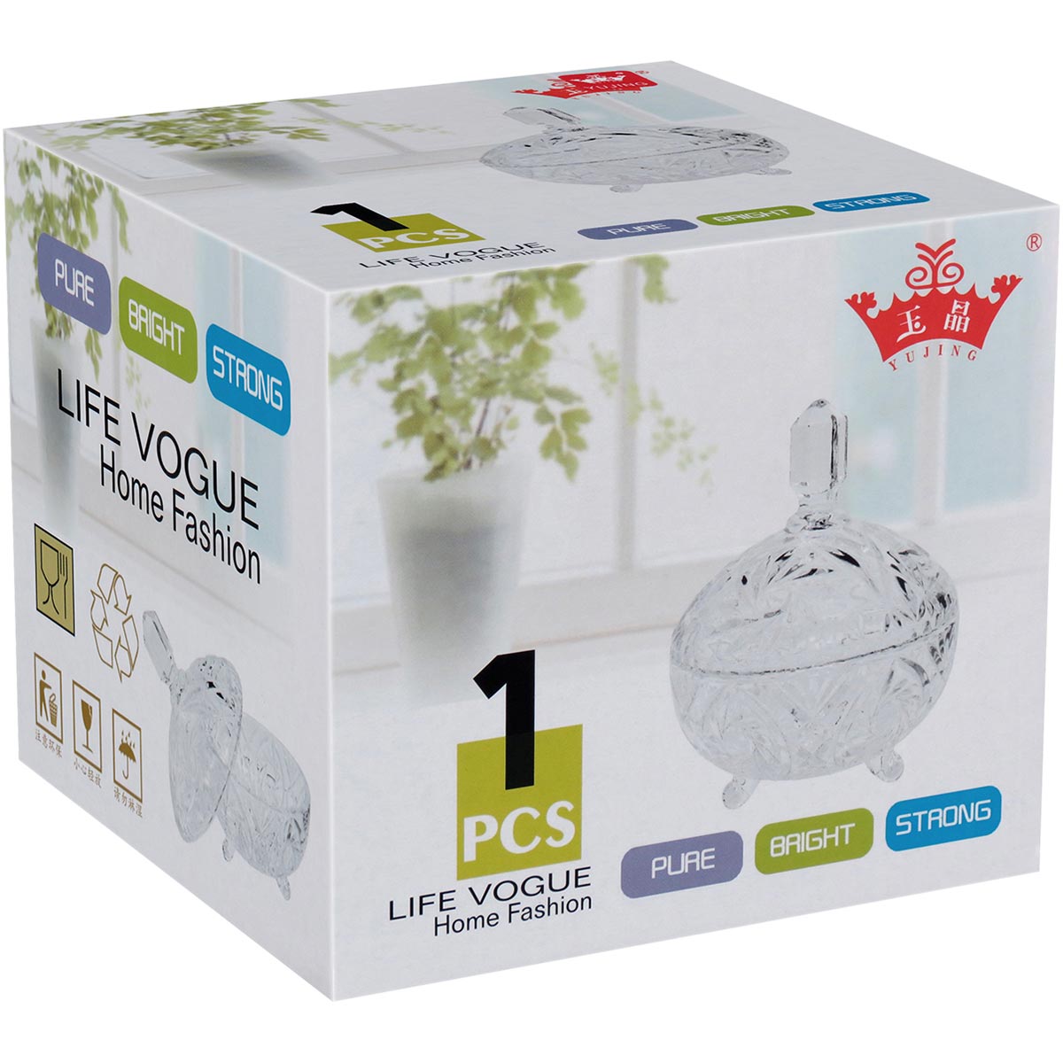 Potiche de Cristal Transparente 19x16x16cm Eco - Armazenar Doces