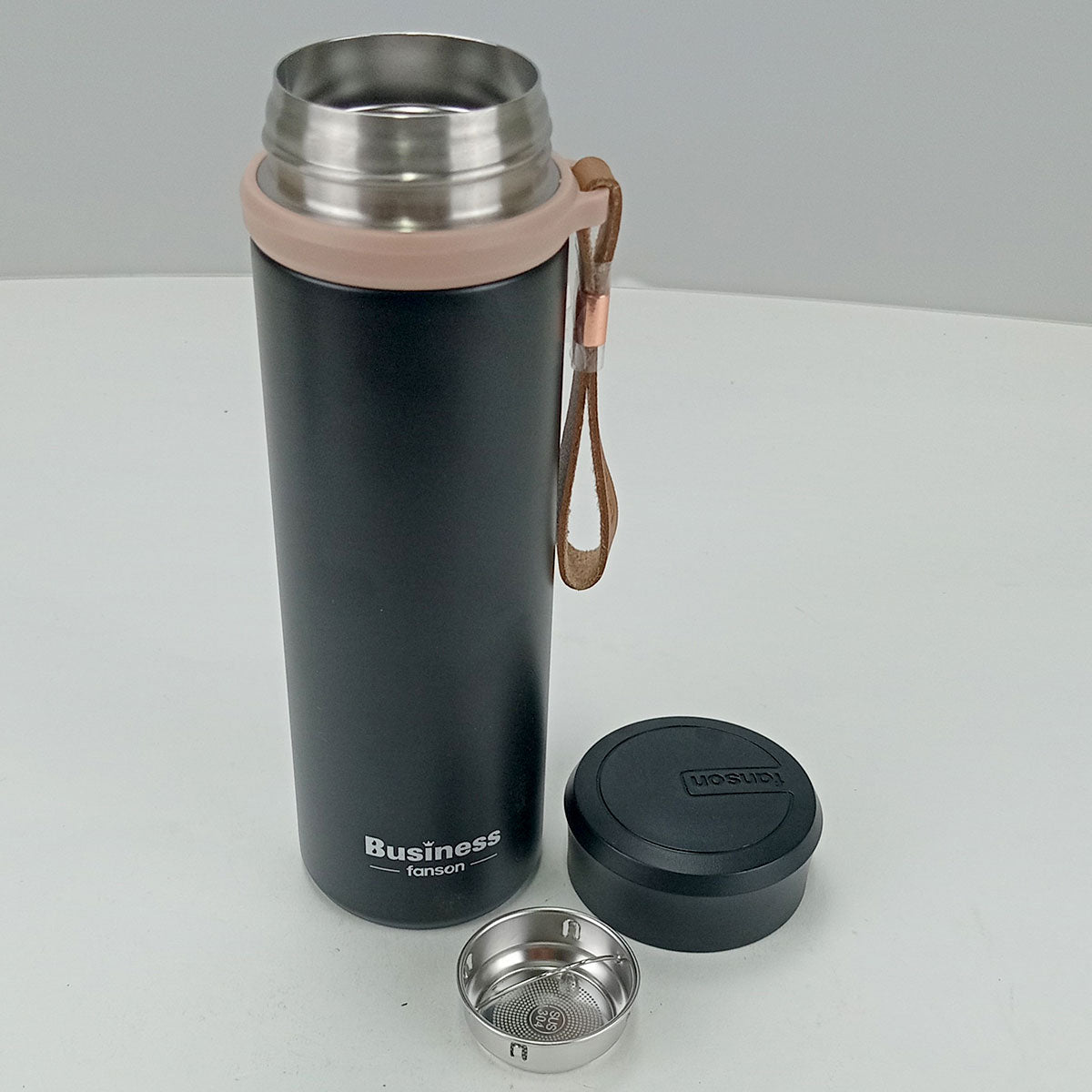 Garrafa Térmica Inox Preto 500ml Business Parede Dupla 21x6cm